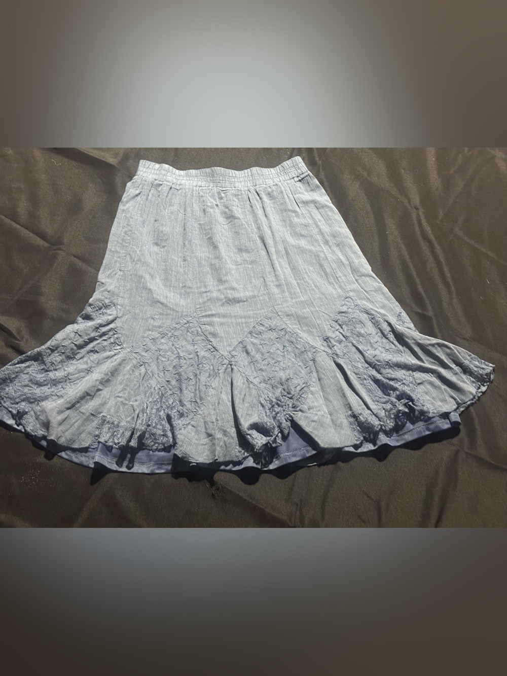 krazy kat pale blue embroidered flared A-line skirt